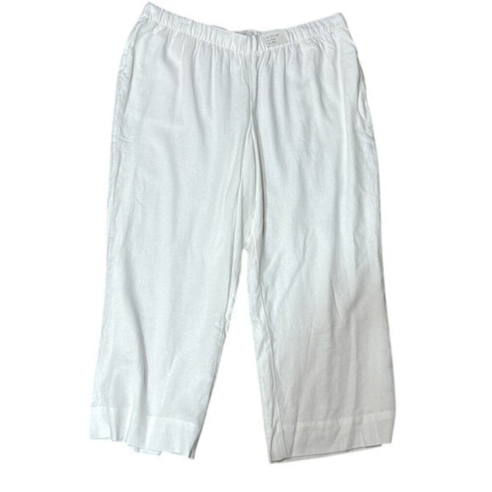 Abercrombie Fitch Women's White Linen Blend Ultra High Wide‎ Leg Pants XXLarge